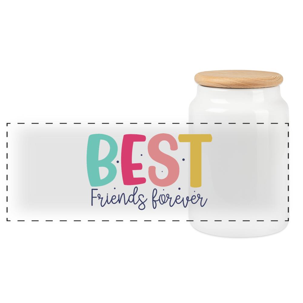 Best friends forever - Keramikdose mit Holzdeckel - Weiß