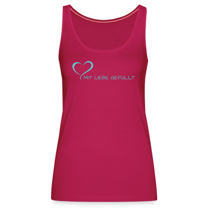 Tank Top - Mit Liebe gefüllt - helltürkis - dunkles Pink