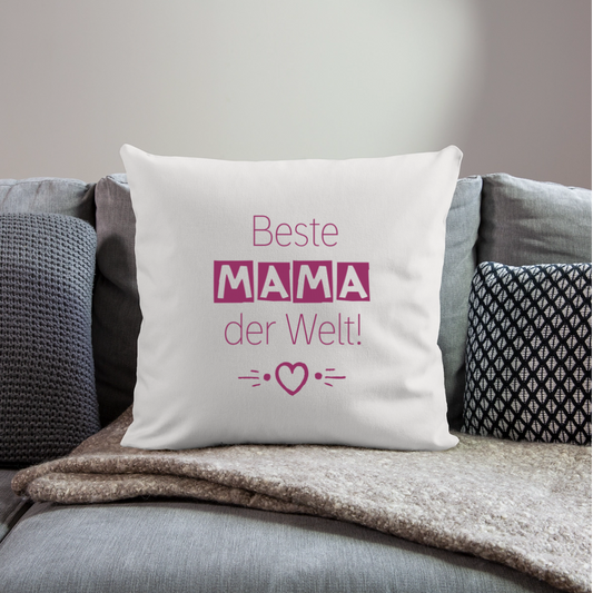 Motiv: Beste Mama der Welt - Sofakissen mit Füllung 44 x 44 cm - Naturweiß 